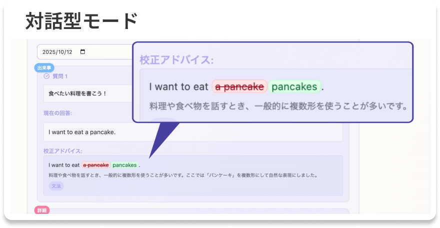 対話型モードの画面